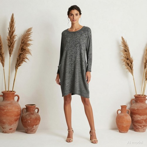 Strickkleid unisono grau - strickkleid,